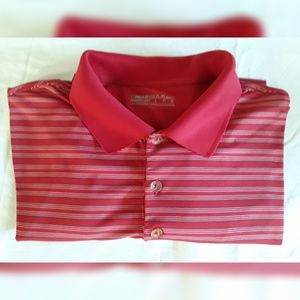 Nike Golf  Red Striped Polo w/ Nike FitDry